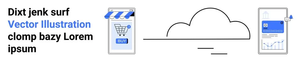 E-commerce Data Flow From Mobile Shopping to Cloud Analytics Integration Stock Illustration