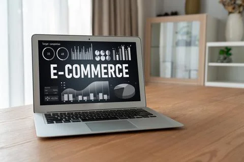 E-commerce data software provide modish dashboard for sale analysis Stock Photos