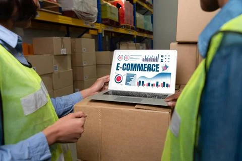 E-commerce data software provide modish dashboard for sale analysis Stock Photos