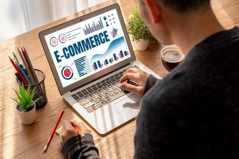 E-commerce data software provide modish dashboard for sale analysis Stock Photos