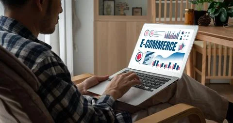 E-commerce data software provide modish dashboard for sale analysis Stock Photos