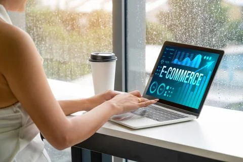 E-commerce data software provide modish dashboard for sale analysis Stock Photos