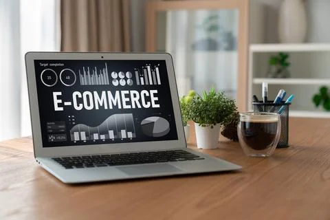 E-commerce data software provide modish dashboard for sale analysis Stock Photos