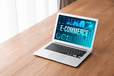 E-commerce data software provide modish dashboard for sale analysis Stock Photos