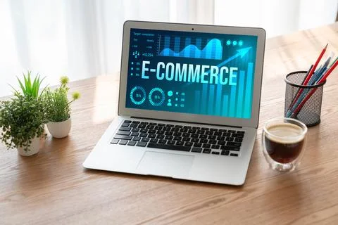 E-commerce data software provide modish dashboard for sale analysis Stock Photos