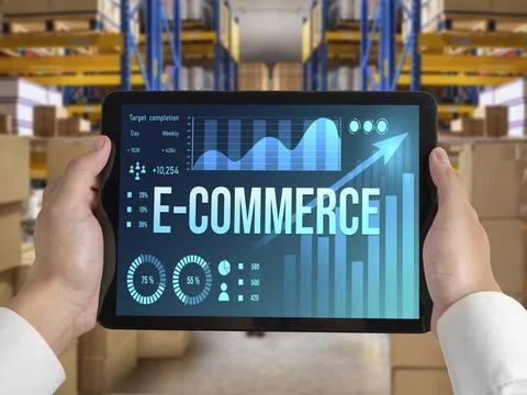 E-commerce data software provide modish dashboard for sale analysis Foto stock