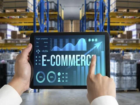 E-commerce data software provide modish dashboard for sale analysis Foto stock