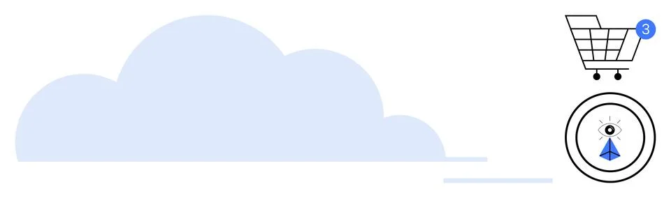 E-commerce, data storage, digital communication, cloud technology, online sho Illustrazione stock