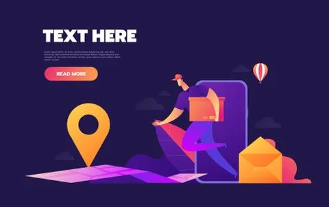 E-commerce delivery concept. Pay online and on-line shoppingt. Can be used for Illustrazione stock