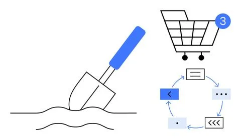 E-commerce development concept Shopping cart notification, coding process, .. 스톡 일러스트