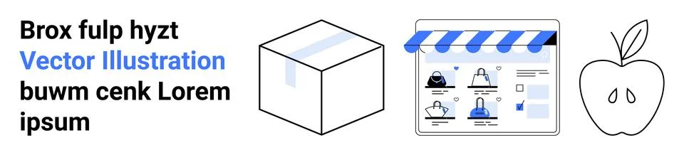 E-commerce Development Online Storefront, Packaging, and Healthy Food Choices Stock Illustration