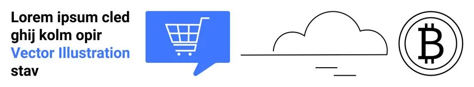 E-commerce, digital payment, online transactions, cloud services, cryptocurre Stockillustratie