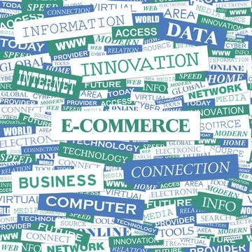 E-COMMERCE E-COMMERCE. Concept illustration. Graphic tag collection. Wordc... Stock Photos