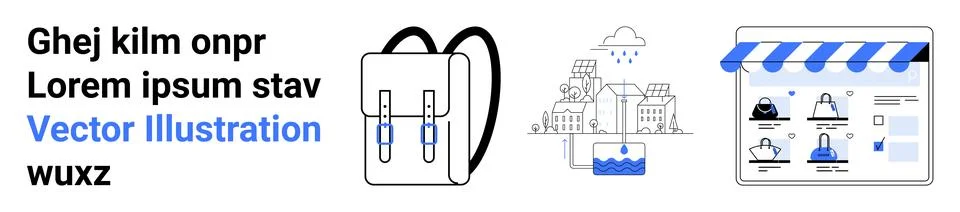 E-commerce, education, online learning, retail, urban development, digital co Stock Illustration