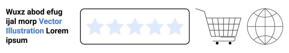 E-commerce Elements Featuring 5-star Rating, Shopping Cart, and Globe Icon 스톡 일러스트