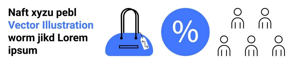 E-commerce Elements with Shopping Bag, Discount Symbol, and Customer Icons .. Stock Illustration