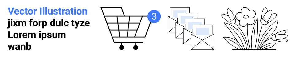 E-commerce, email communication, digital marketing, online shopping, nature,  Stock Illustration