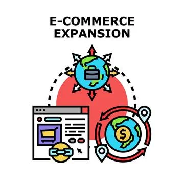 E commerce expansion concept for global business development Stock Illustration