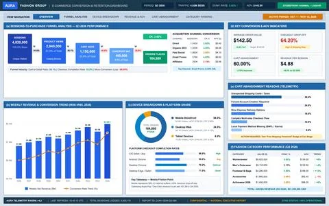 E-commerce Fashion Retail Analytics Dashboard with Sales and Conversion Data Stock Illustration