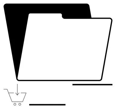 E-commerce, file management, digital downloads, online shopping, technology i Stock Illustration