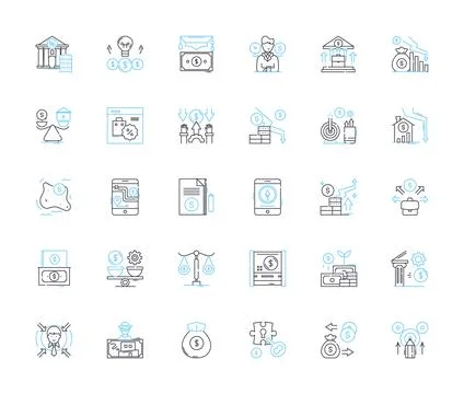 E-commerce finance linear icons set. Checkout, Conversion, Revenue, Sales Illustrazione stock