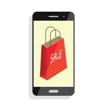 E-commerce flat design concept. Shopping bag. Sales shopping. Cart icon. Using Stock Illustration