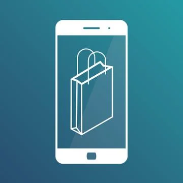 E-commerce flat design concept. Shopping bag. Sales shopping. Cart icon. Using Stock Illustration