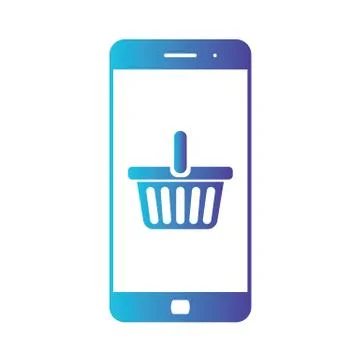 E-commerce flat design concept. Cart icon. Using mobile smart phone for online Stock Illustration