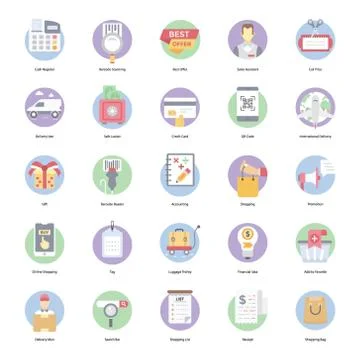 E-Commerce Flat Icons 스톡 일러스트