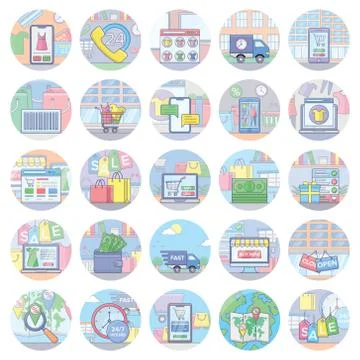 E-commerce Flat Icons Stock Illustration