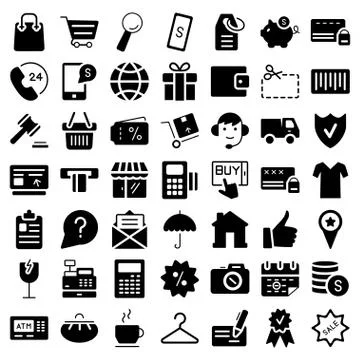 E-commerce. Flat web icons set. Vector symbols. Vector illustration Stock Illustration