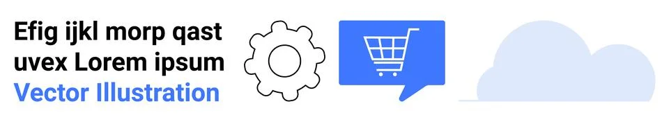 E-commerce Gear, Cloud, and Shopping Cart Icons for Online Business Solutions Stock Illustration