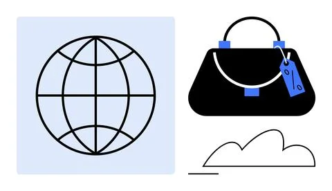 E-commerce, global trade, cloud storage, online shopping, retail logistics, t Stockillustratie