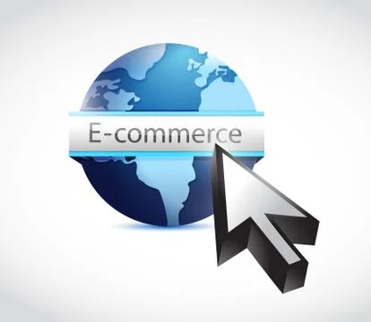 E commerce globe and cursor illustration Stock Illustration