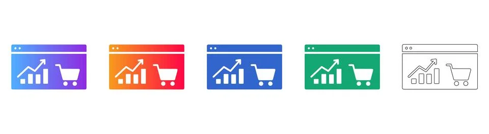 E commerce Growth Analytics Web Icons Stock Illustration
