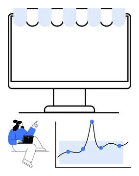 E-commerce Growth Analyzing Trends with Data Visualization and Online Presenc 스톡 일러스트