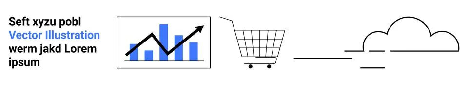 E-commerce Growth and Cloud Computing Integration Stock Illustration