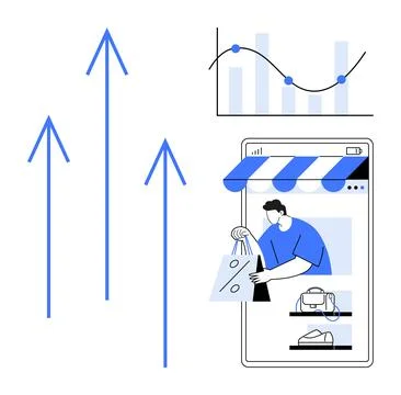 E-commerce Growth and Trends Online Shopping and Sales Increase Stock-Illustration