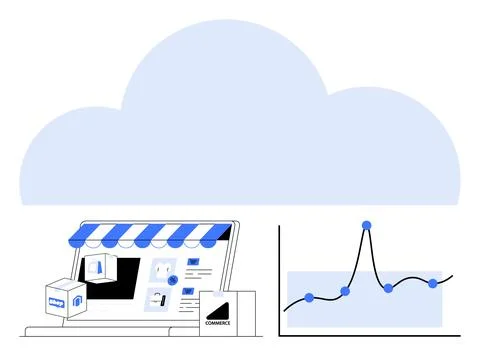 E-Commerce Growth Cloud Solutions and Market Trends Analysis Visualization Stockillustratie