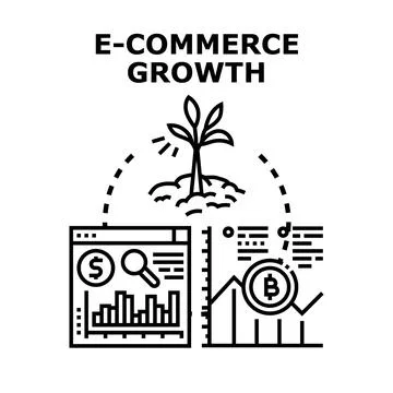 E commerce growth concept developing online business strategy Stock Illustration