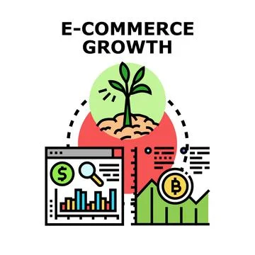E commerce growth concept developing online business strategy Stock Illustration