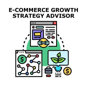 E commerce growth strategy advisor concept icon Stock Illustration