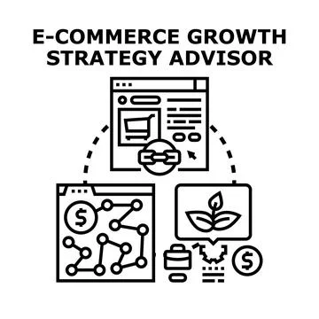 E commerce growth strategy advisor concept icon Stock Illustration