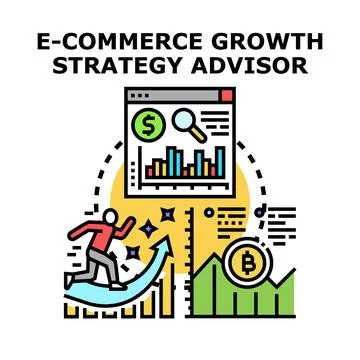 E commerce growth strategy advisor analyzing market data Stock Illustration