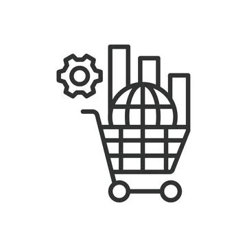 E-commerce icon in line design. E-commerce, online shopping, digital store, e Stock Illustration