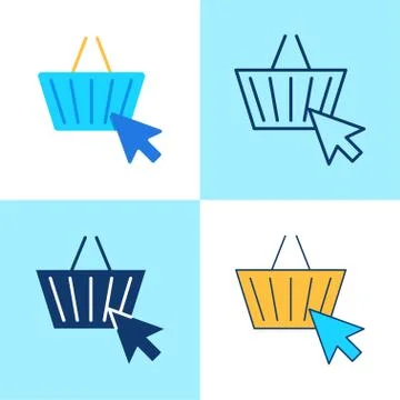 E-commerce icon set in flat and line style Stock Illustration