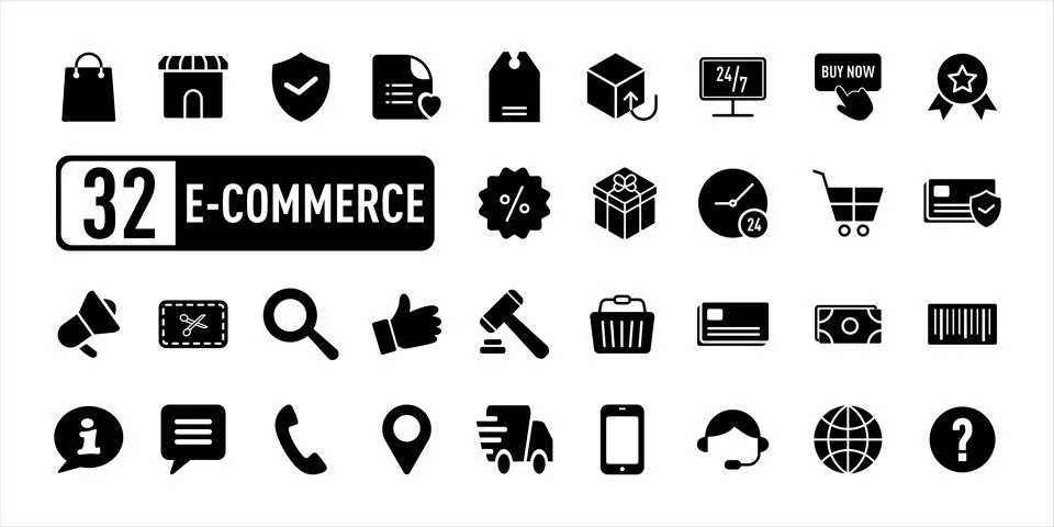 E-commerce icon set vector illustration. Stock Illustration