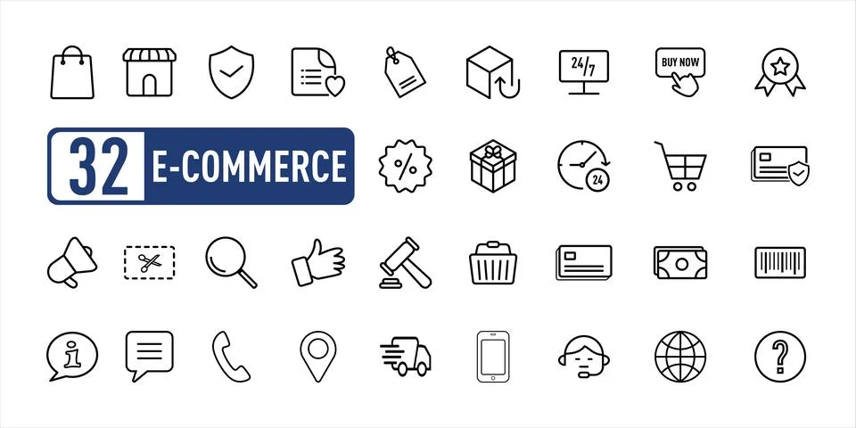 E-commerce icon set vector illustration. Stock Illustration