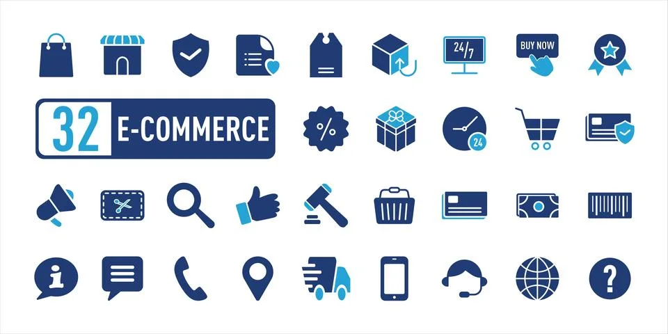 E-commerce icon set vector illustration. Stock Illustration