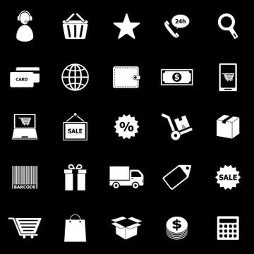 E-commerce icons on black background Illustrazione stock
